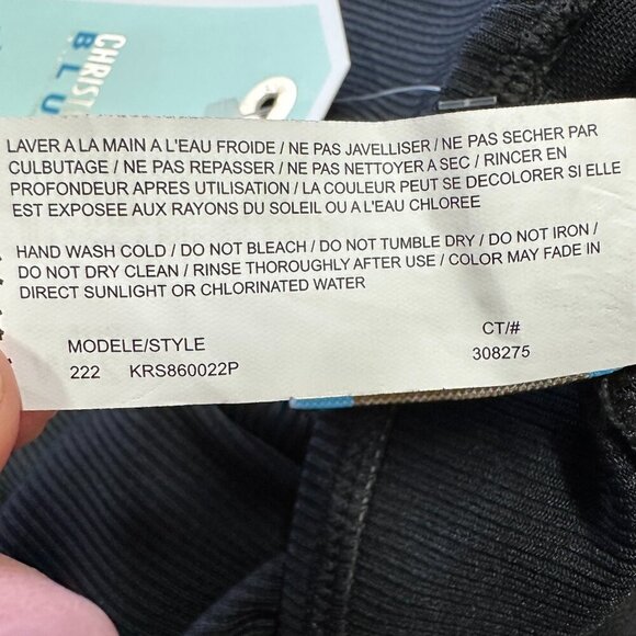 NWT Christina Blue - One-Piece Black Ribbed Bathing Suit Gold Faux Buttons, 24W - Picture 9 of 9